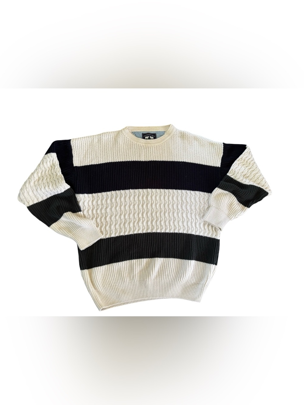 VTG Woods and Gray Pullover Cable Knit Sweater XXL Grandpacore Cream Black